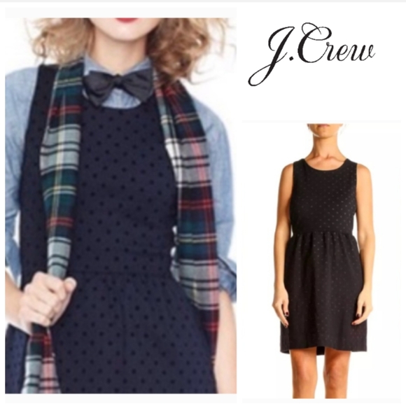 J. Crew Navy Polka Dot Mini Sleeveless Dress. Size XS - Picture 1 of 14